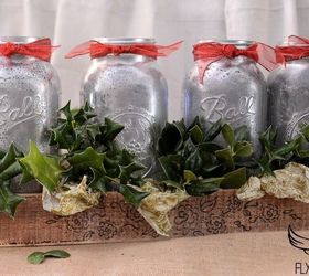 mercury mason jar centerpiece, crafts, mason jars, repurposing upcycling, seasonal holiday decor