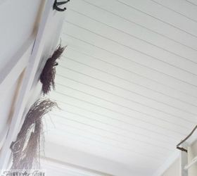 7 inexpensive ways to save yourself from ugly popcorn ceilings, Cover in White Farmhouse Planks After