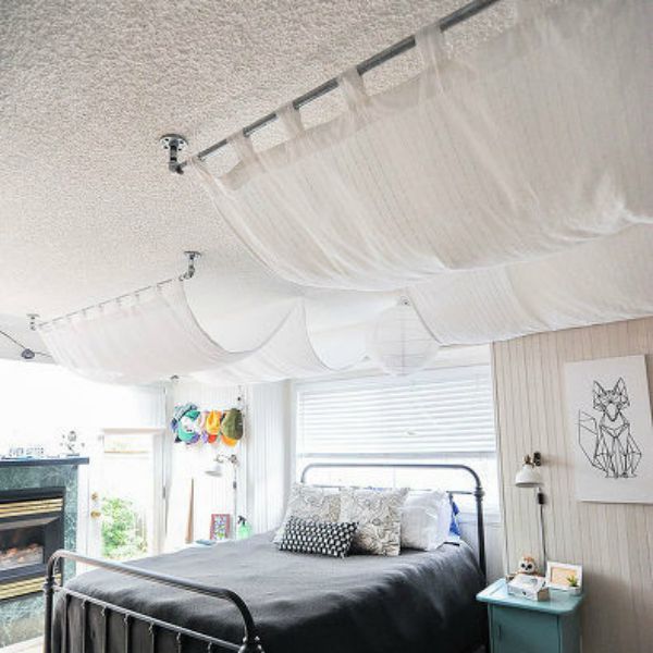 7 inexpensive ways to save yourself from ugly popcorn ceilings, Hang a Canopy Cover After