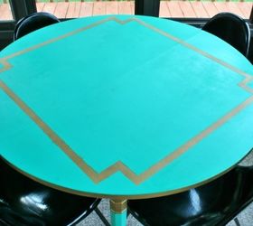 my metallic blue kitchen table transformation, painted furniture