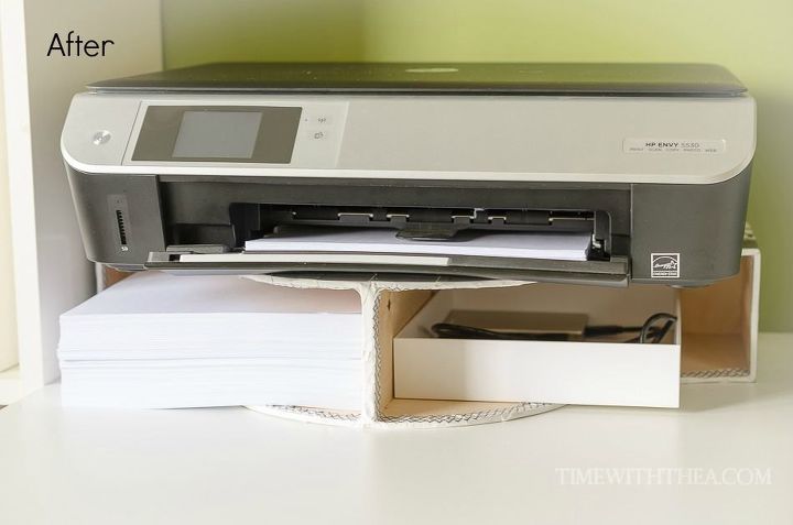 crea una estanteria de escritorio para impresoras usando los archivadores de revistas