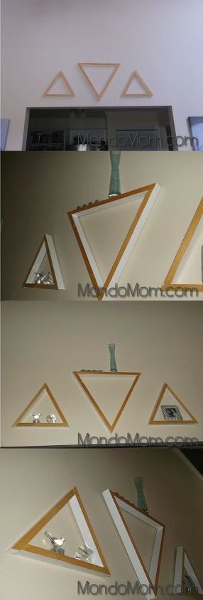 diy estantes decorativos de madera en forma de triangulo