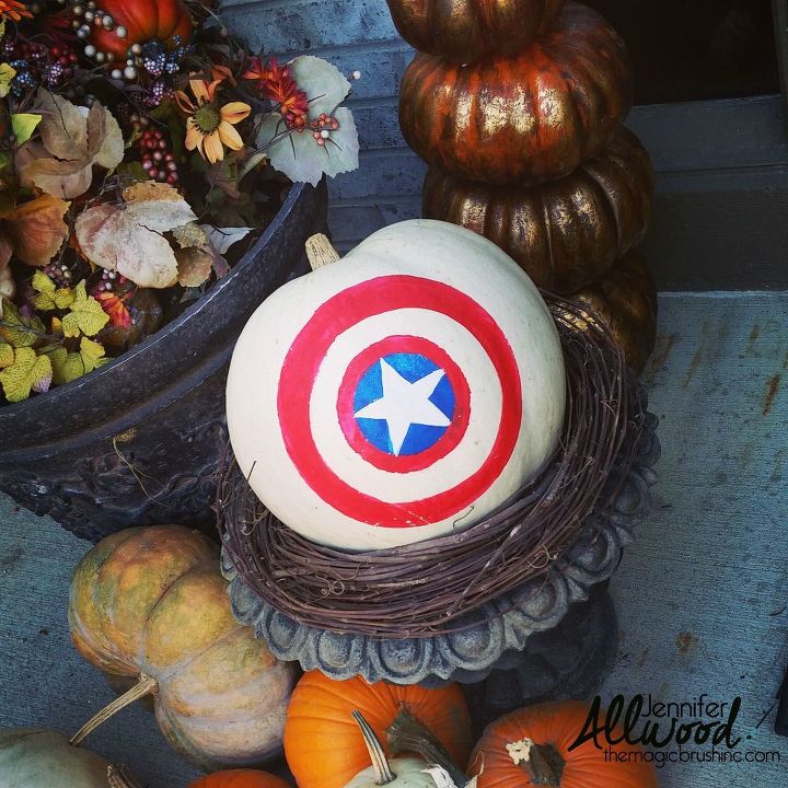 captain america pumpkin for my favorite little superhero, crafts, seasonal holiday decor