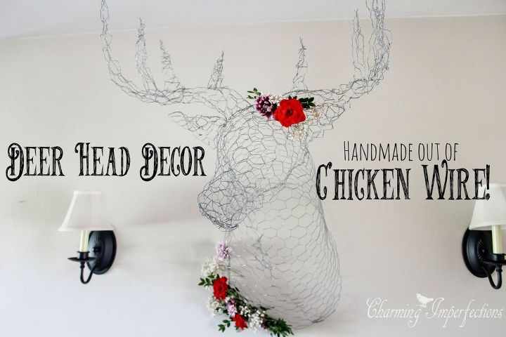 cabeza de ciervo hecha con alambre de pollo