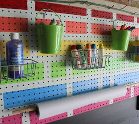 pegboard creation station, chalkboard paint, crafts, garages, organizing