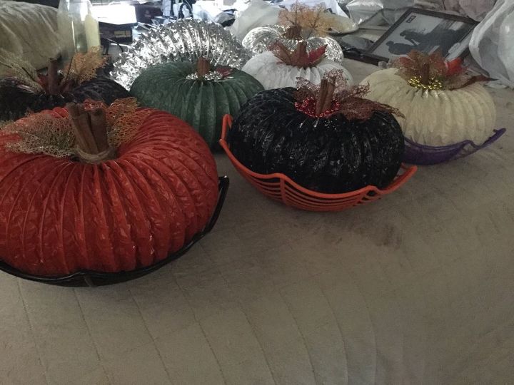 how to make the easiest pumpkin decoration ever, crafts, how to, seasonal holiday decor, Some of them are in little web baskets