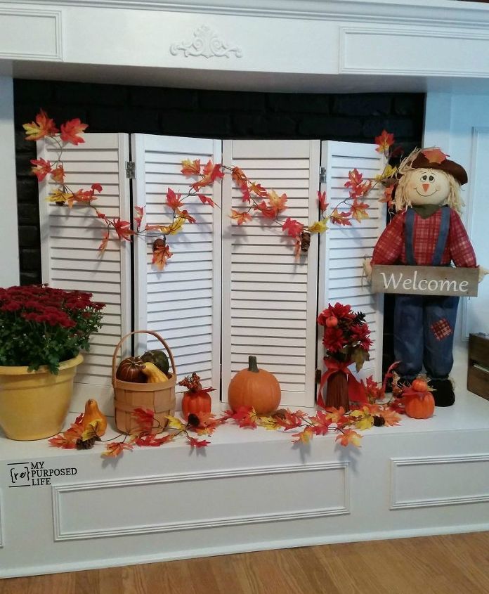 fun and easy fireplace screen, fireplaces mantels, repurposing upcycling, seasonal holiday decor