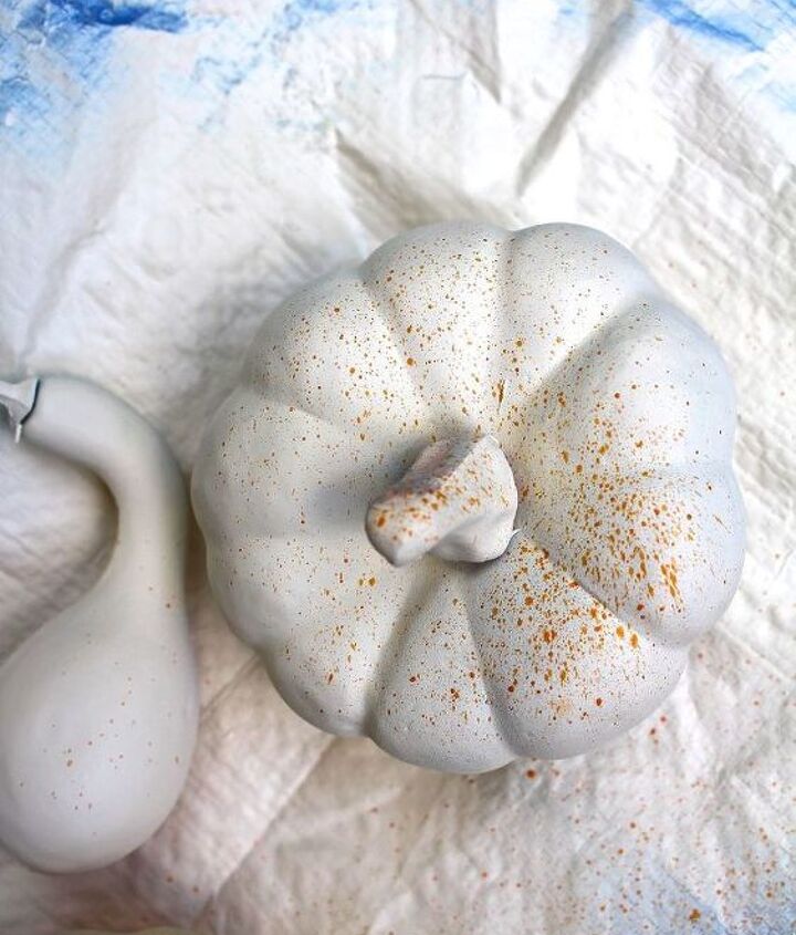 fall painted neutral pumpkins, crafts, seasonal holiday decor