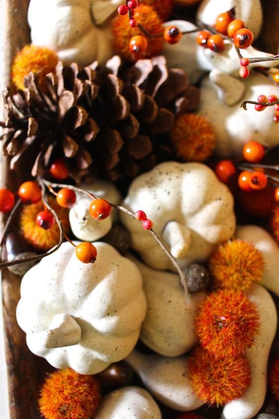 fall painted neutral pumpkins, crafts, seasonal holiday decor