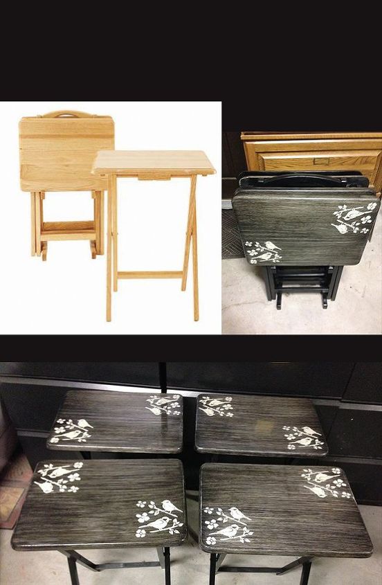 bring those ugly tv trays back to life diy, painted furniture, repurposing upcycling, Before and After