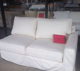 need ideas for a one armed sofa, The first two are the bargain It appears to be the small portion of a slip covered sectional Everything is top notch down filled and so comfy At 100 I thought it was worth an experiment