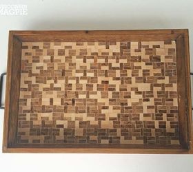 tiling a tray with popsicle sticks, crafts, repurposing upcycling