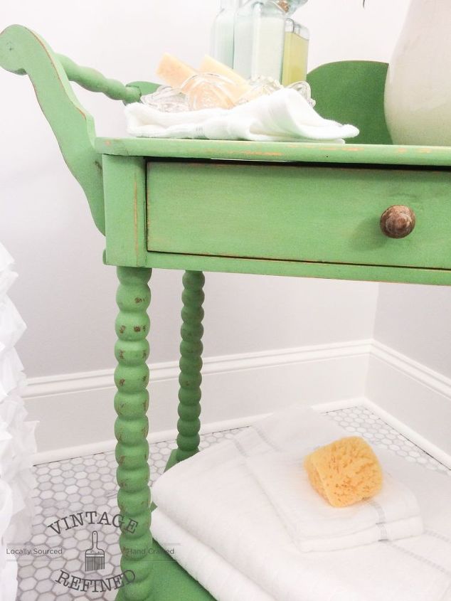 antique washstand, bathroom ideas, chalk paint, painted furniture, repurposing upcycling