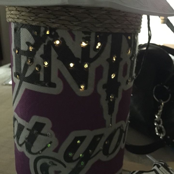 the easiest way to turn tin can into lantern using store item, crafts, repurposing upcycling, After drilling hole