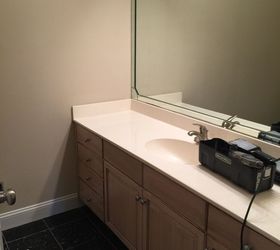 from boring bathroom to live edge excitement, bathroom ideas, countertops, diy, woodworking projects
