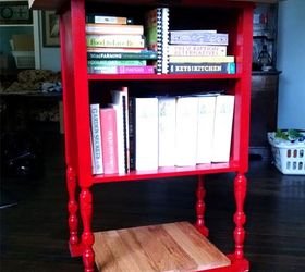 A Radio Stand Converted Into a Red Kitchen Island