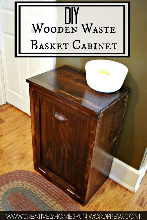 diy wooden waste basket cabinet, diy, kitchen design, organizing, woodworking projects