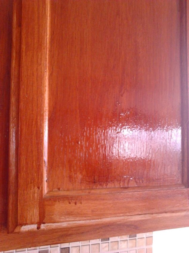 drip marks on new kitchen cabinets