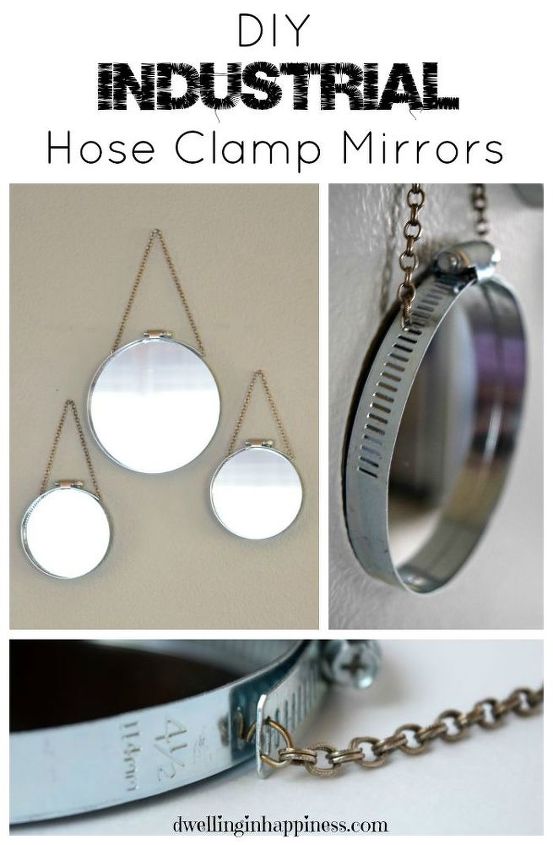 espelhos industriais com clipes de mangueira diy