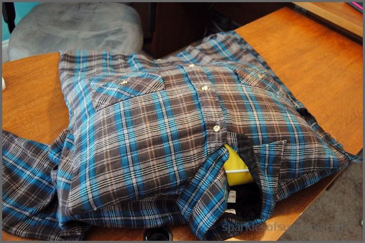 how to make a flannel shirt pillow cover in 5 easy steps, crafts, how to, repurposing upcycling