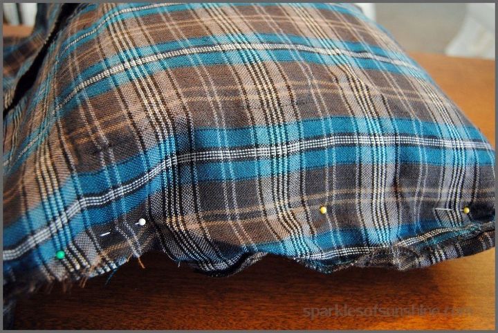 how to make a flannel shirt pillow cover in 5 easy steps, crafts, how to, repurposing upcycling