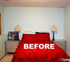from blah to beautiful stenciled feature wall, bedroom ideas, how to, painting, wall decor