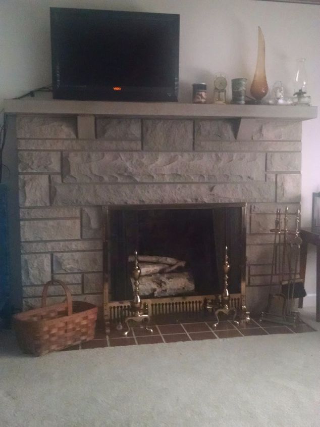 need update ideas for bedford stone fireplace, It s in the main room as you come in Going to paint with some light shades of green pretty pale White crown moulding is going to go up I plan to frame the TV Fireplace is focal point of the room