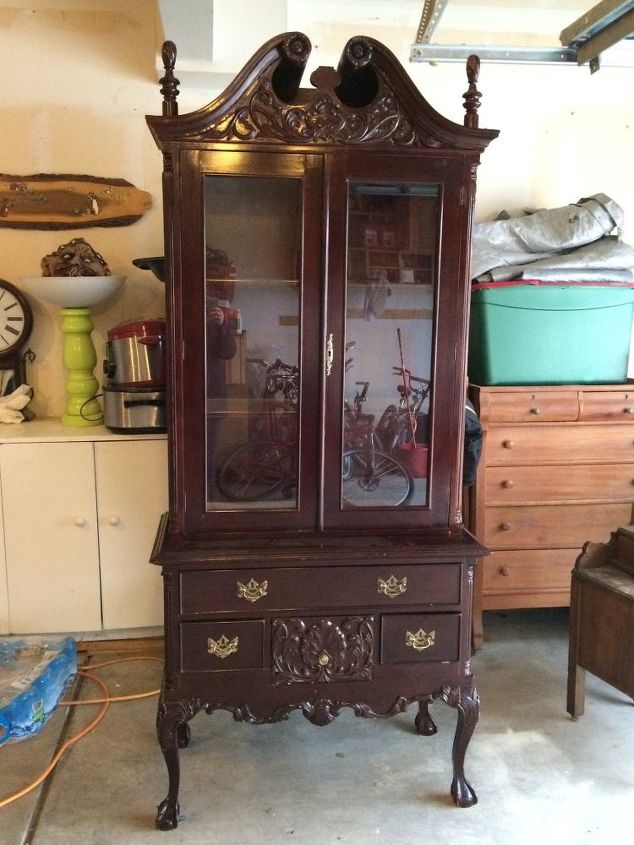 french country toile hutch, painted furniture