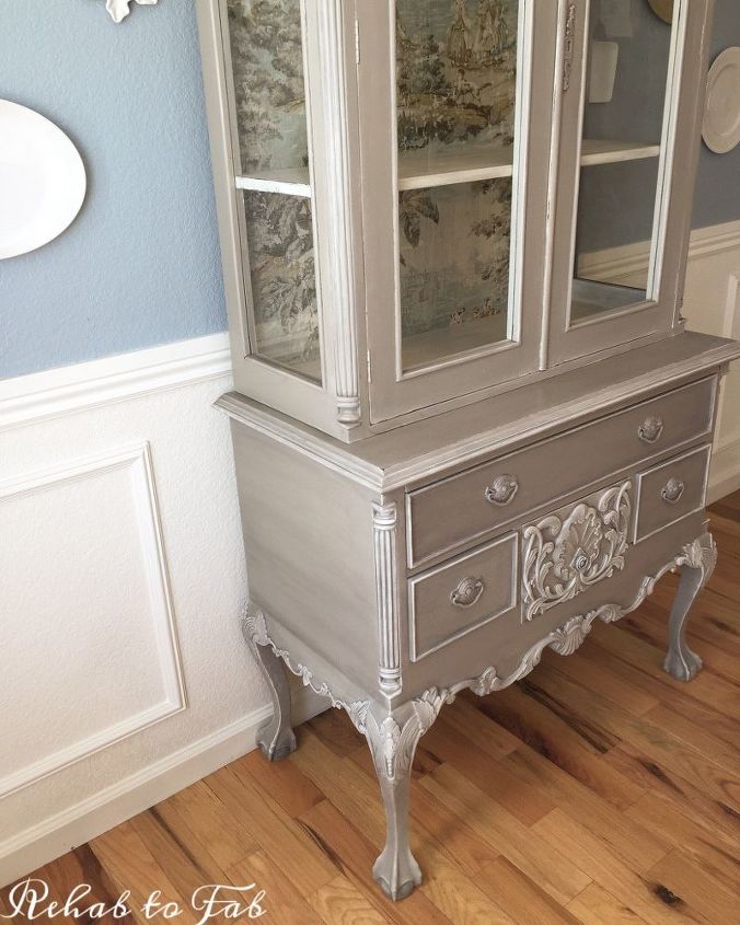 french country toile hutch, painted furniture