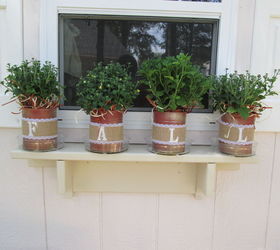 fall planters from recycled tomato cans, crafts, gardening, repurposing upcycling, seasonal holiday decor