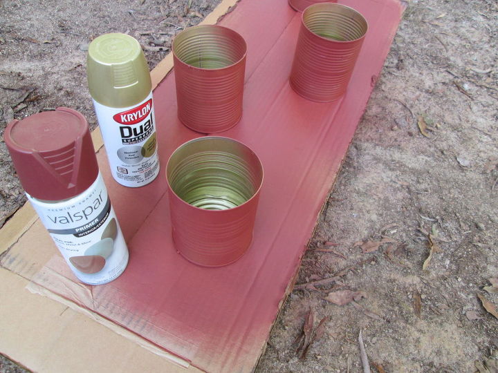vasos de outono de latas de tomate recicladas