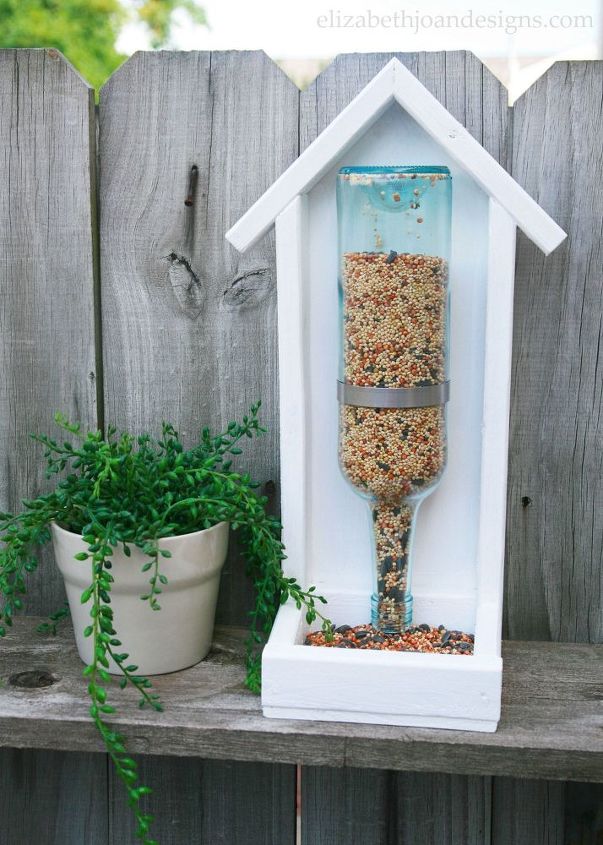 how to build a wine bottle bird feeder, crafts, how to, repurposing upcycling, woodworking projects