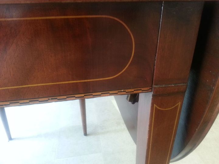 how do i remove wax and dirt build up from vintage table top, I believe the inlay look is part of the finish but I am not sure