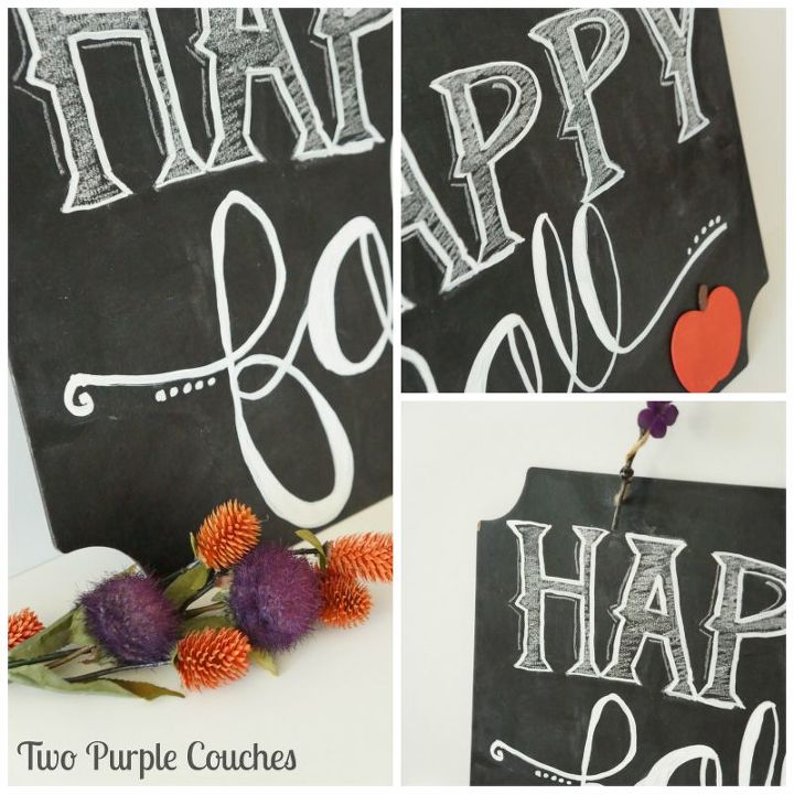 happy fall chalkboard sign, chalkboard paint, crafts, seasonal holiday decor