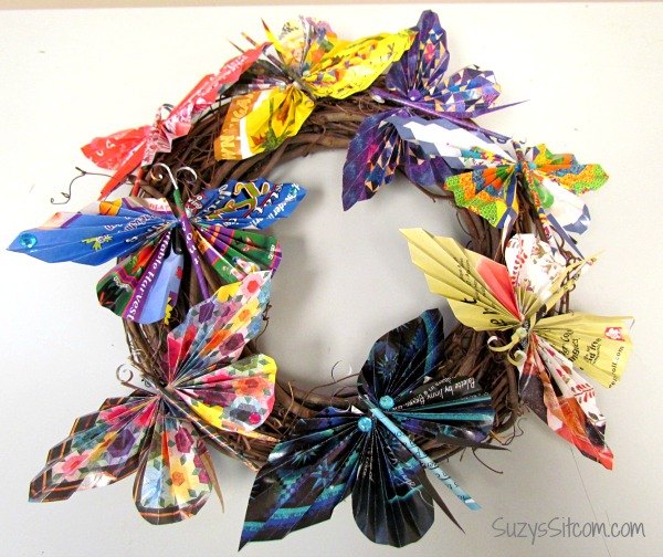 recycled butterfly wreath, christmas decorations, crafts, seasonal holiday decor, wreaths