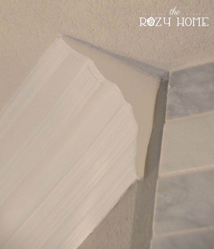 easy end cap for stacked crown moulding, bathroom ideas, diy, wall decor