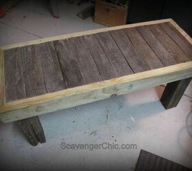 rustic bench coffee table diy, outdoor furniture, painted furniture, pallet, repurposing upcycling, woodworking projects