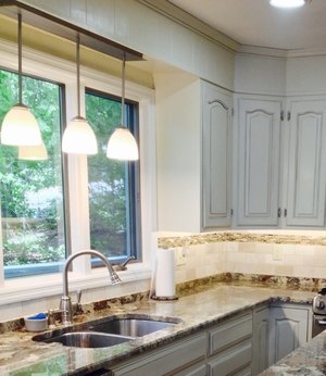 five ways to update your kitchen, home improvement, kitchen cabinets, kitchen design, After with new lighting
