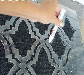 give a cheap floor mat a designer look with a paint pen, flooring, repurposing upcycling