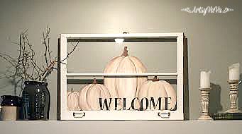 welcome fall window, crafts, fireplaces mantels, repurposing upcycling, seasonal holiday decor