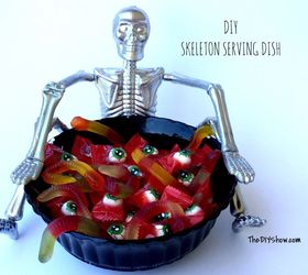 diy skeleton halloween serving dish for less than 5, crafts, halloween decorations, seasonal holiday decor