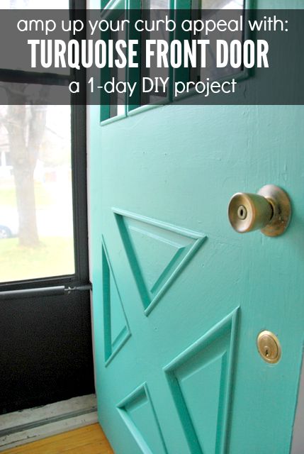a diy turquoise front door, curb appeal, doors, paint colors, painting
