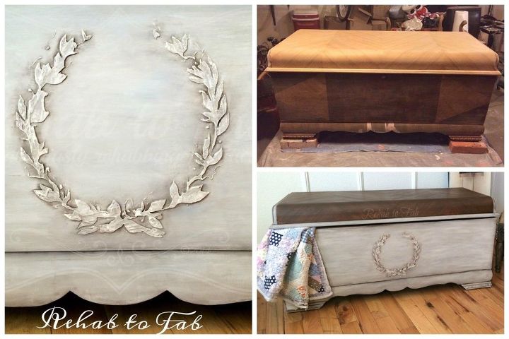 lane cedar chest with raised bondo stencil