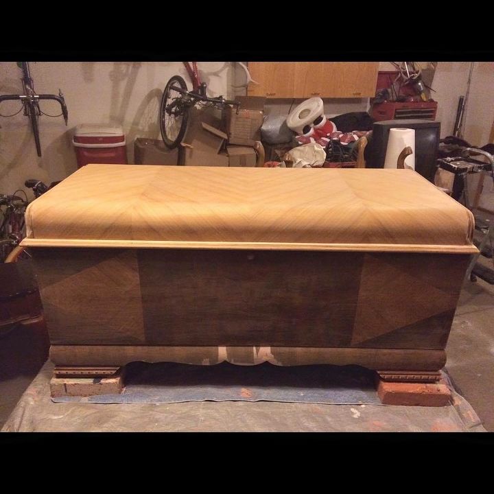 lane cedar chest with raised bondo stencil