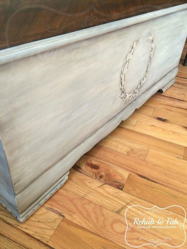 lane cedar chest with raised bondo stencil