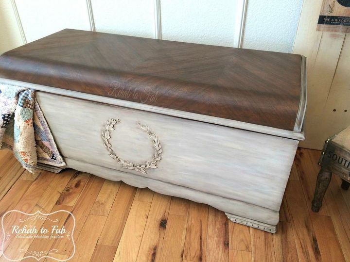 lane cedar chest with raised bondo stencil