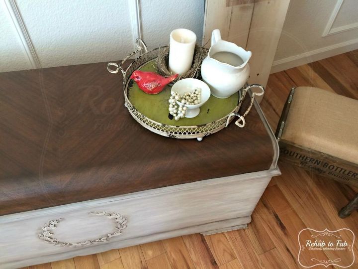 lane cedar chest with raised bondo stencil