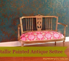 gold metallic painted antique settee, painted furniture, repurposing upcycling