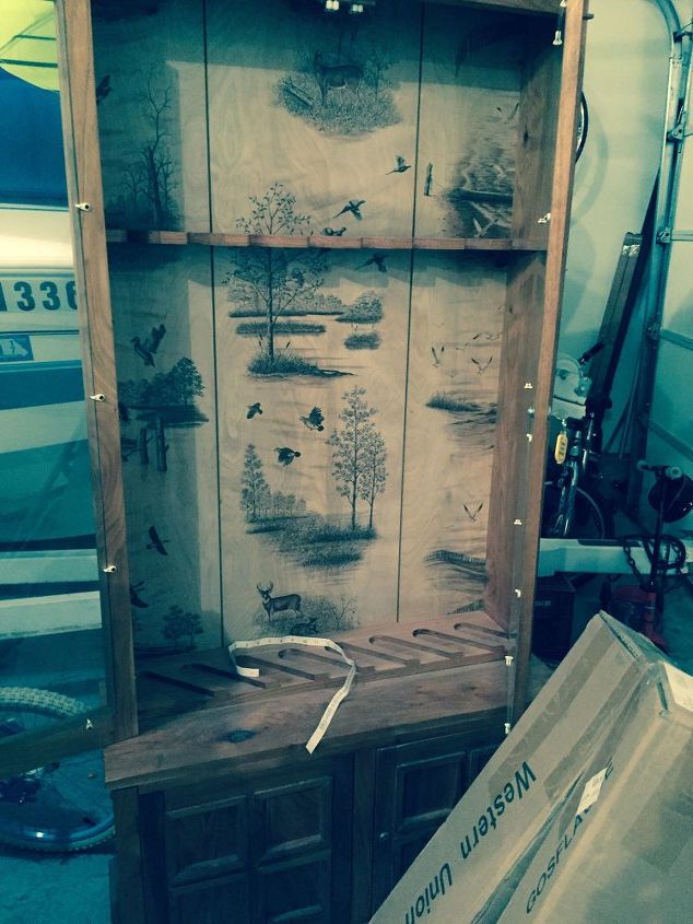 old gun cabinet turned sports cabinet, painted furniture, repurposing upcycling, storage ideas