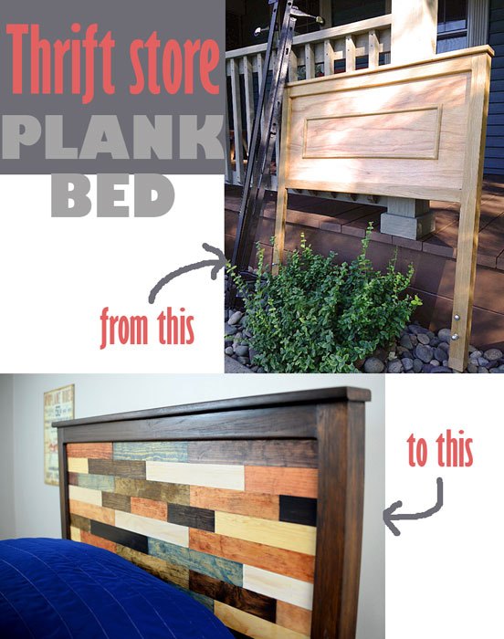 diy thrift store plank bed, bedroom ideas, diy, how to, pallet, woodworking projects